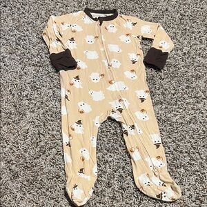 Little Stitch Ghost Print Kids Bamboo Footie